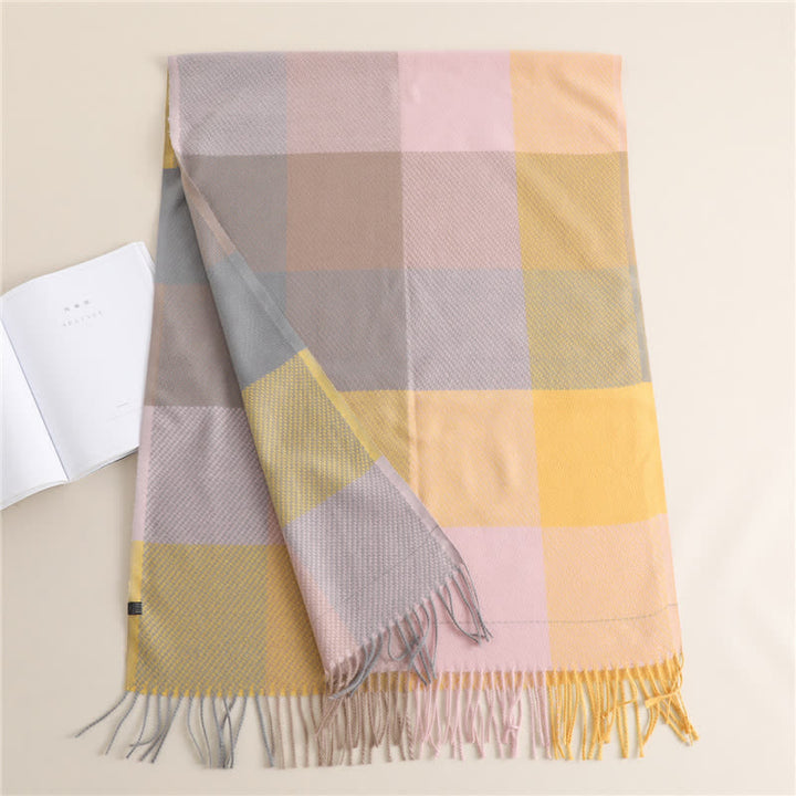 Unisex Fringed Plaid Striped Winter Warm Scarf - image 15