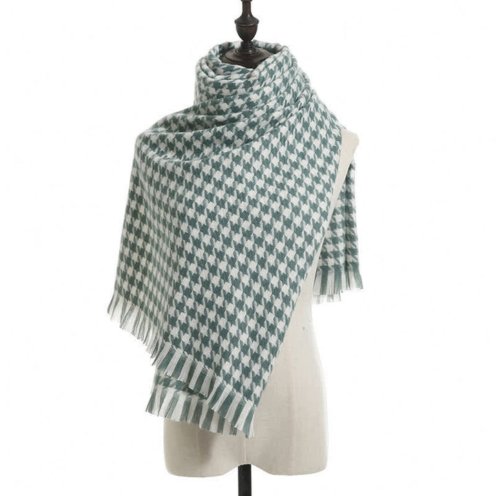 Unisex Classic Houndstooth Imitation Cashmere Scarf - Green - image 18