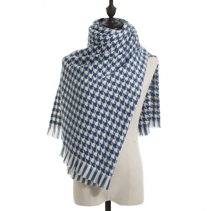 Unisex Classic Houndstooth Imitation Cashmere Scarf - Blue - image 21