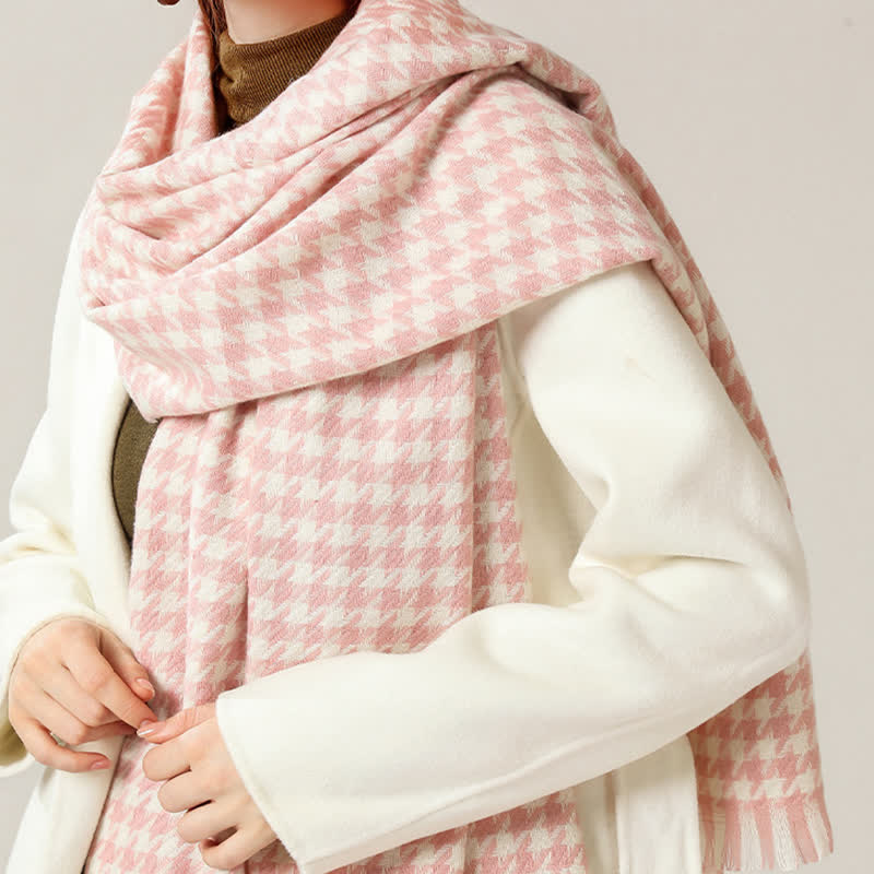Unisex Classic Houndstooth Imitation Cashmere Scarf - image 5