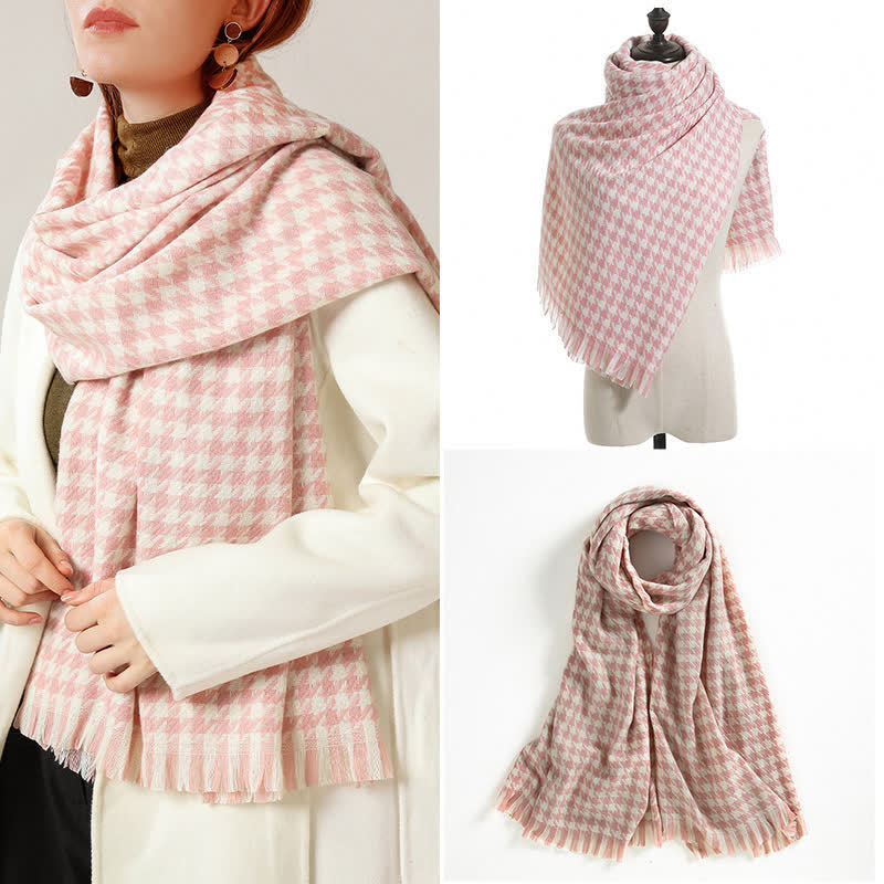 Unisex Classic Houndstooth Imitation Cashmere Scarf - image 6