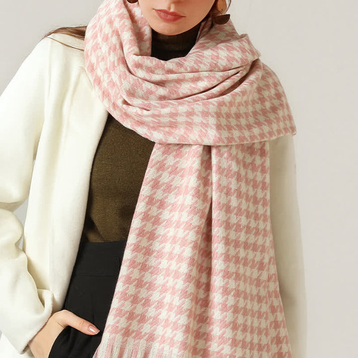 Unisex Classic Houndstooth Imitation Cashmere Scarf - image 4