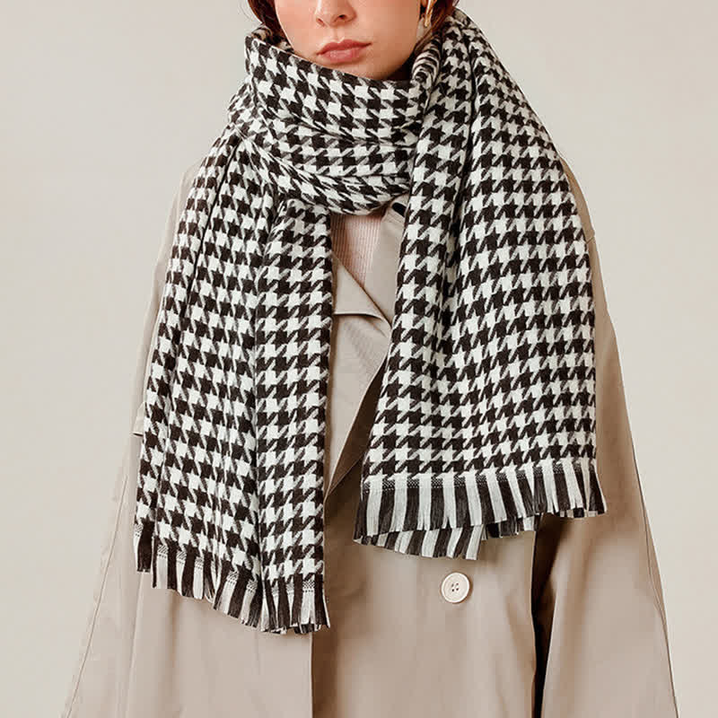 Unisex Classic Houndstooth Imitation Cashmere Scarf - image 0
