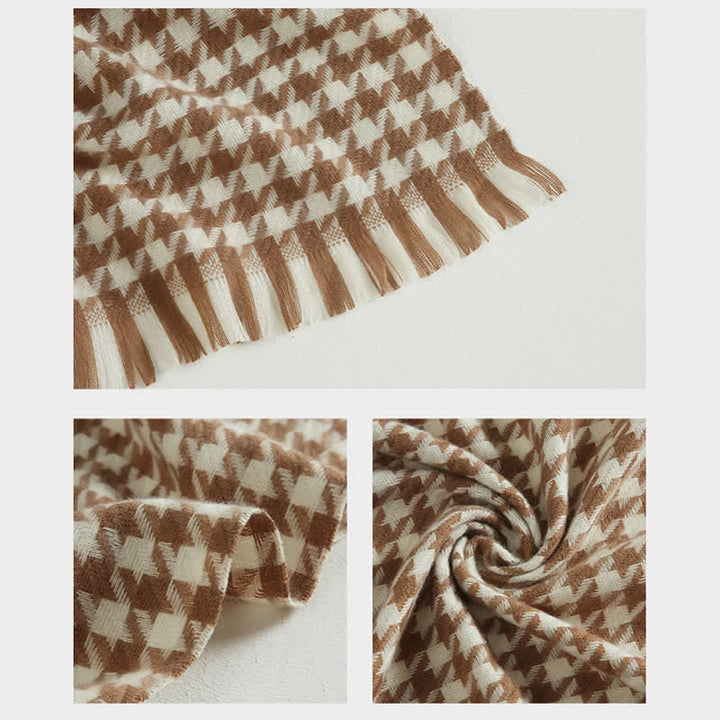 Unisex Classic Houndstooth Imitation Cashmere Scarf - image 11