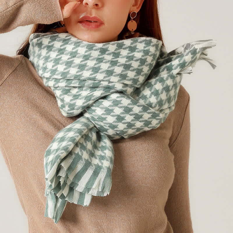 Unisex Classic Houndstooth Imitation Cashmere Scarf - image 19
