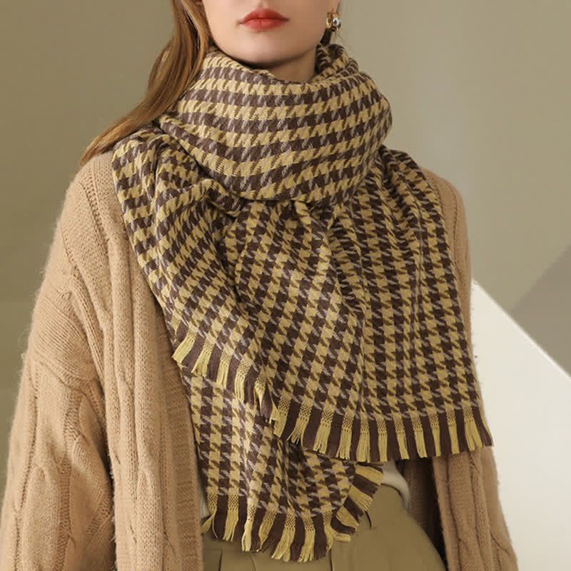 Unisex Classic Houndstooth Imitation Cashmere Scarf - image 28