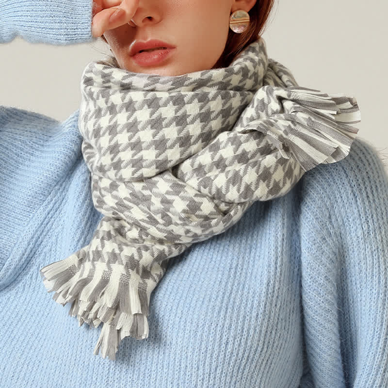 Unisex Classic Houndstooth Imitation Cashmere Scarf - image 13