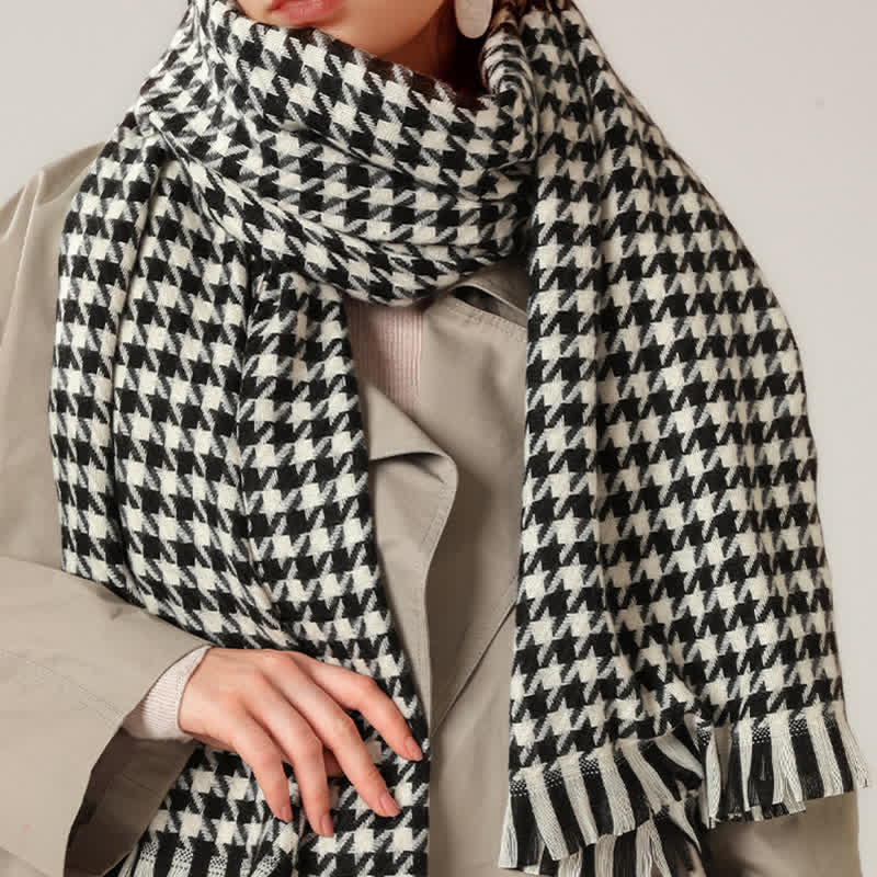 Unisex Classic Houndstooth Imitation Cashmere Scarf - image 1