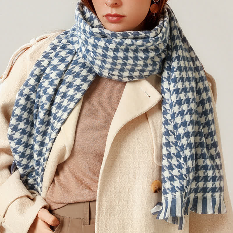 Unisex Classic Houndstooth Imitation Cashmere Scarf - image 22