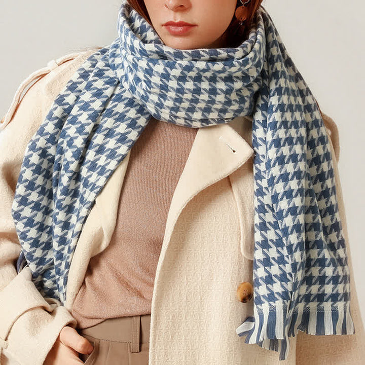 Unisex Classic Houndstooth Imitation Cashmere Scarf - image 22
