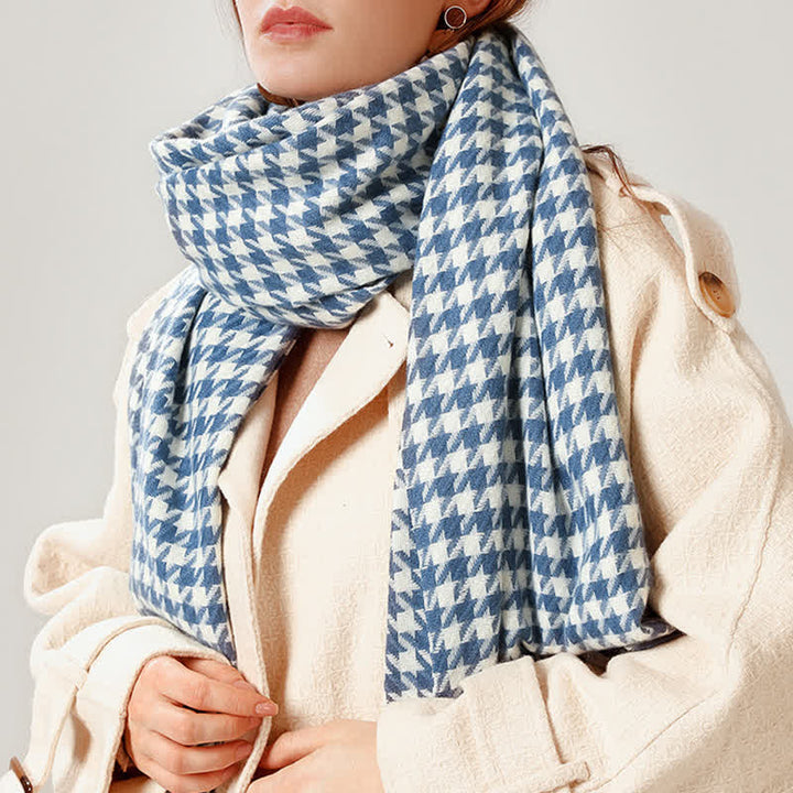 Unisex Classic Houndstooth Imitation Cashmere Scarf - image 23