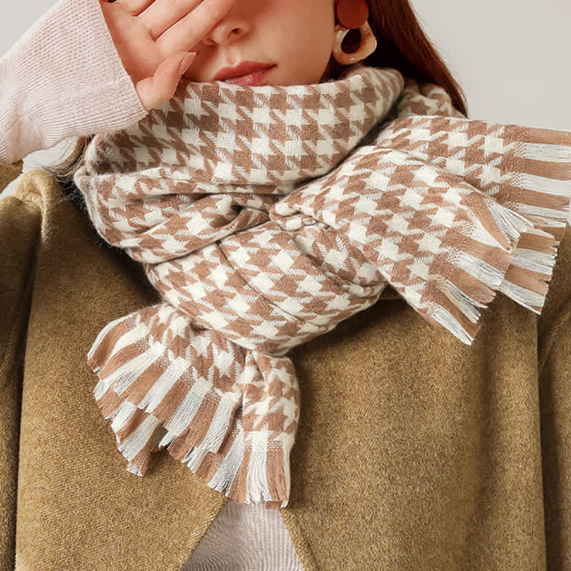Unisex Classic Houndstooth Imitation Cashmere Scarf - image 9