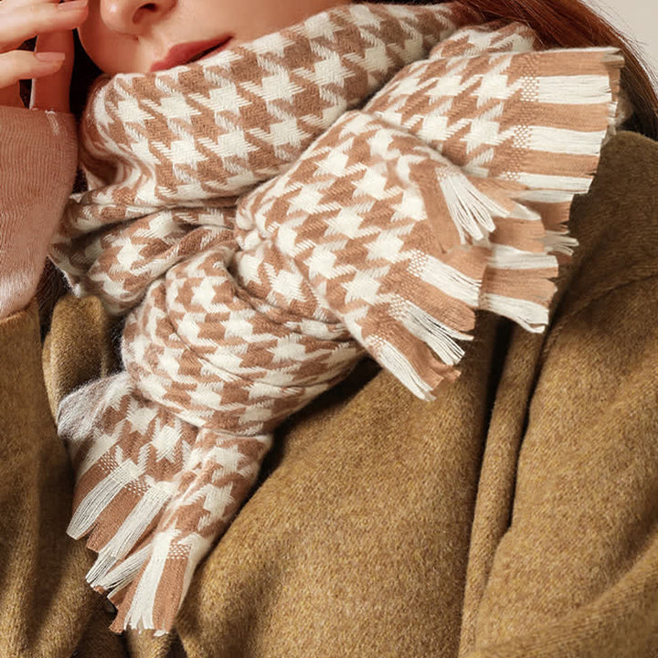 Unisex Classic Houndstooth Imitation Cashmere Scarf - image 8