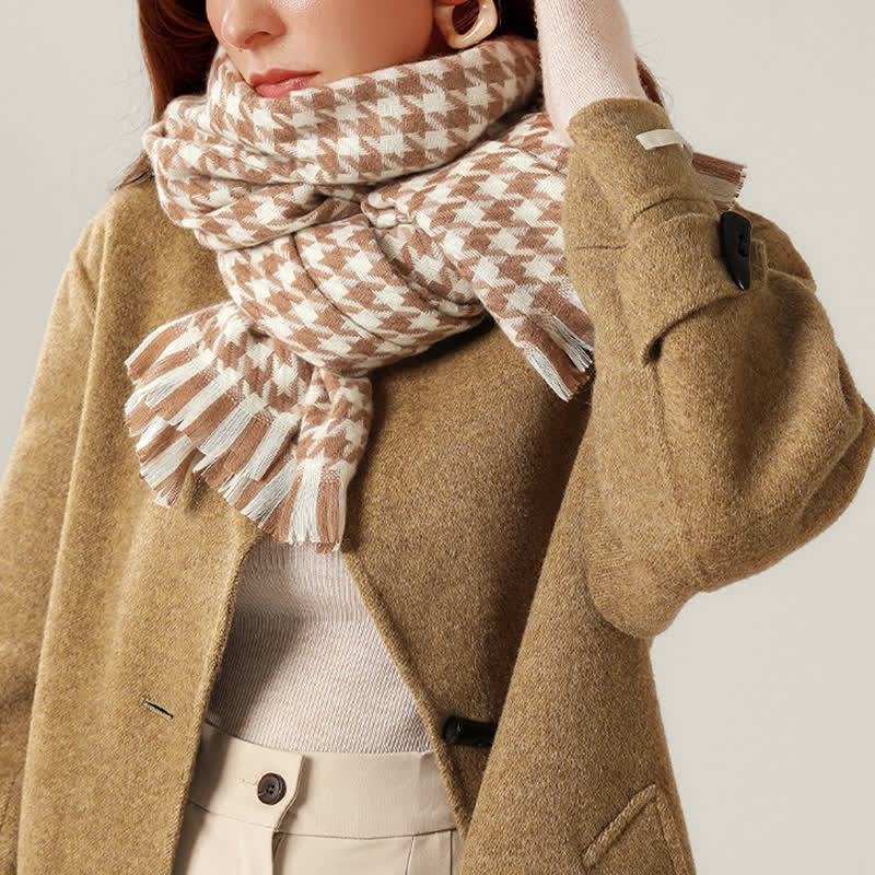Unisex Classic Houndstooth Imitation Cashmere Scarf - image 10