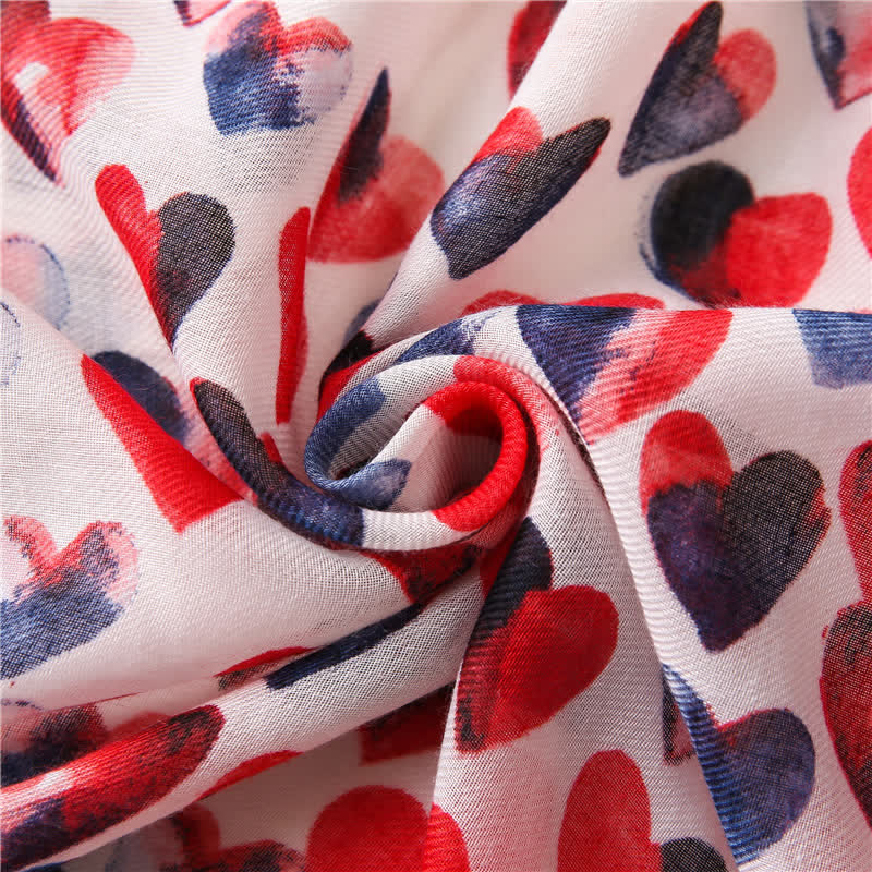 Women's Happiness Red Heart Tassel Thin Scarf - image 6