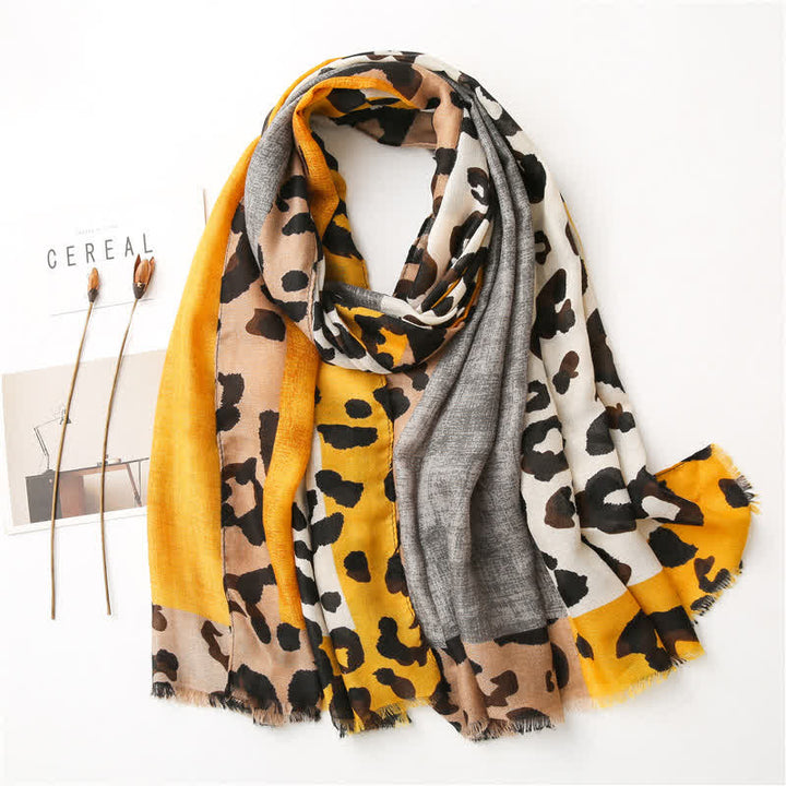 Women's Animal Leopard Printed Large Thin Scarf - Yellow - image 11