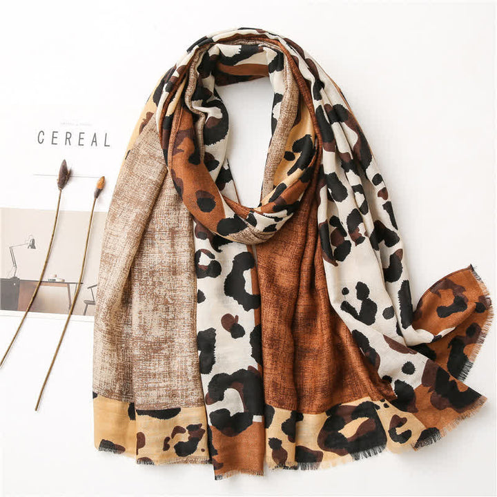 Women's Animal Leopard Printed Large Thin Scarf - Dark Khaki - image 14