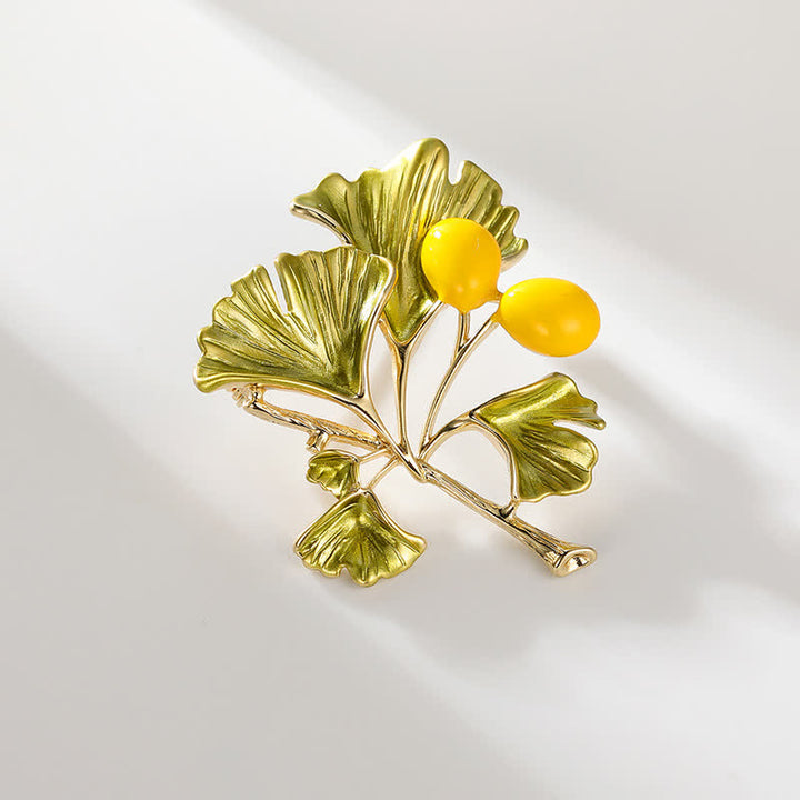 Women's Elegance Yellow Ginkgo Leaf Brooch - image 3