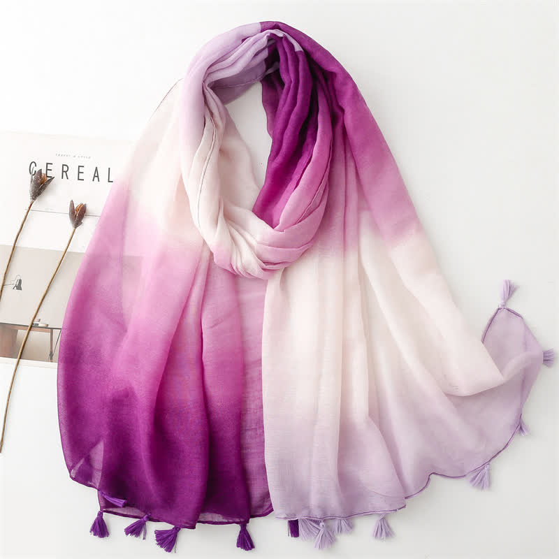 Women's Fresh Unique Gradient Color Thin Scarf - Purple - image 13