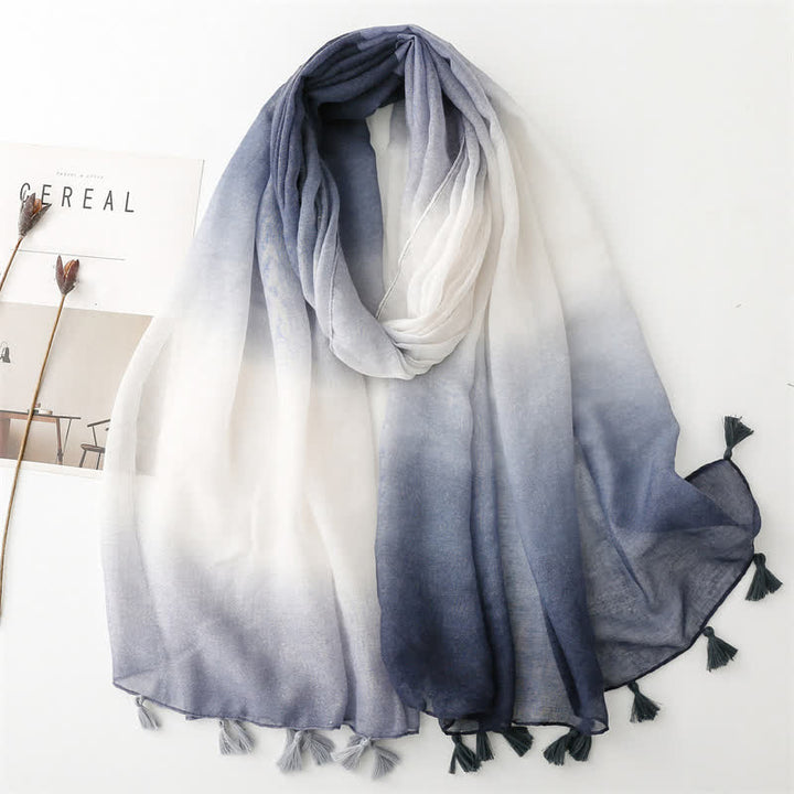 Women's Fresh Unique Gradient Color Thin Scarf - Black - image 0