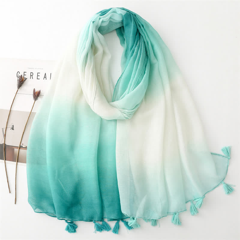 Women's Fresh Unique Gradient Color Thin Scarf - Green - image 8