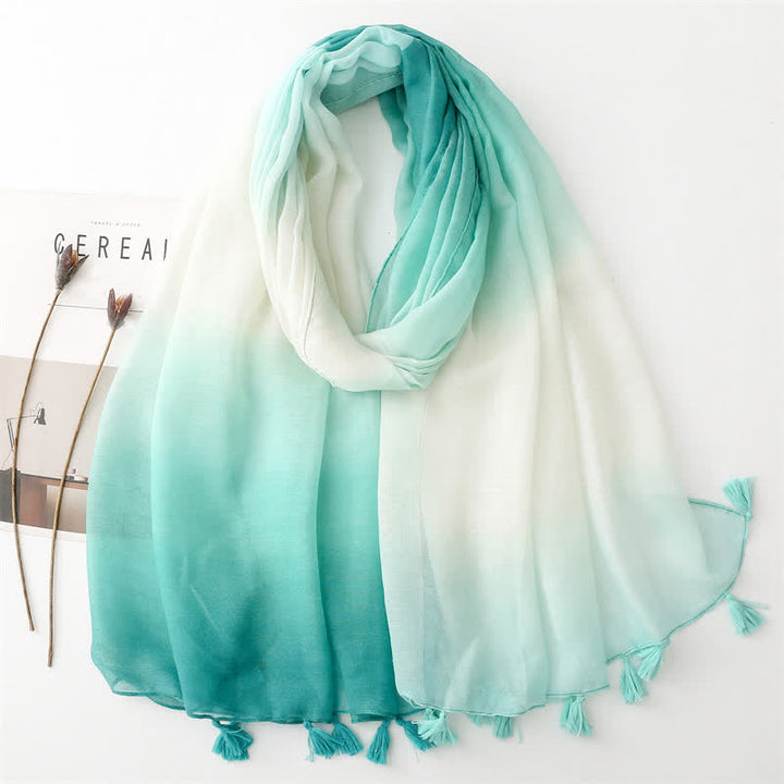 Women's Fresh Unique Gradient Color Thin Scarf - Green - image 8