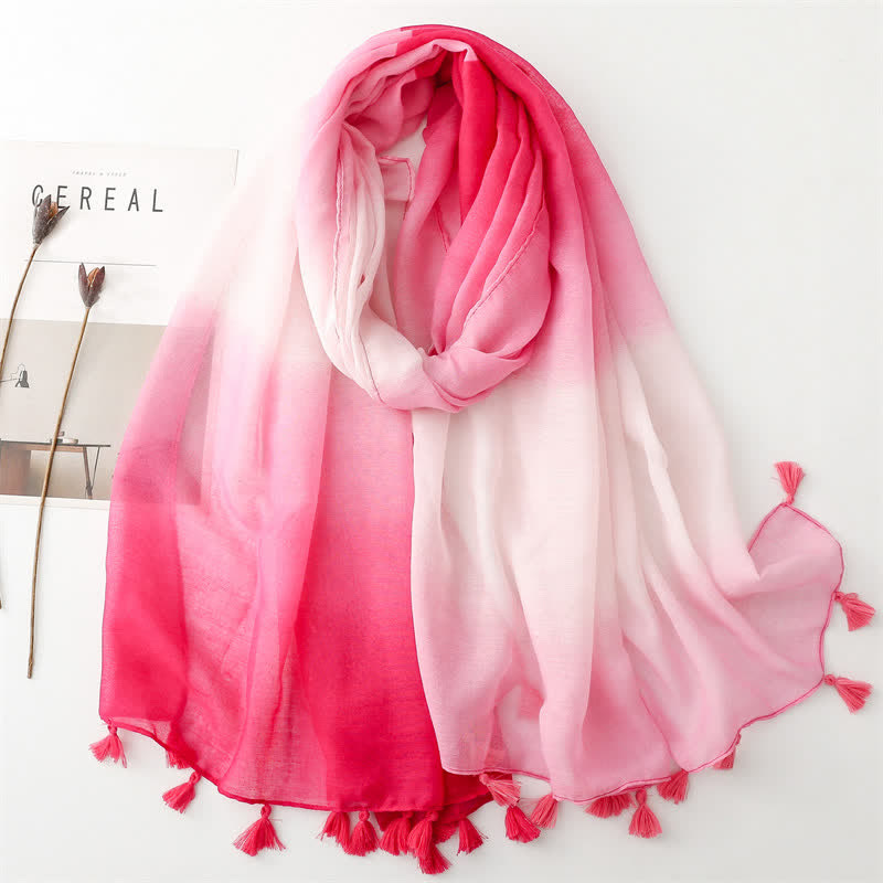 Women's Fresh Unique Gradient Color Thin Scarf - Red - image 16
