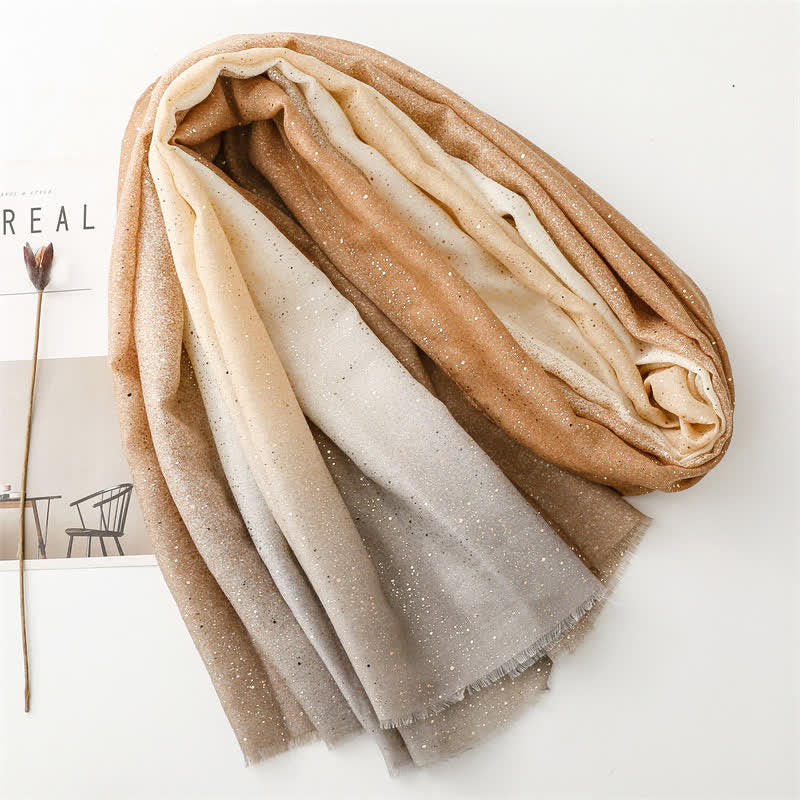 Women's Elegant Foil Printed Gradient Color Thin Scarf - image 11