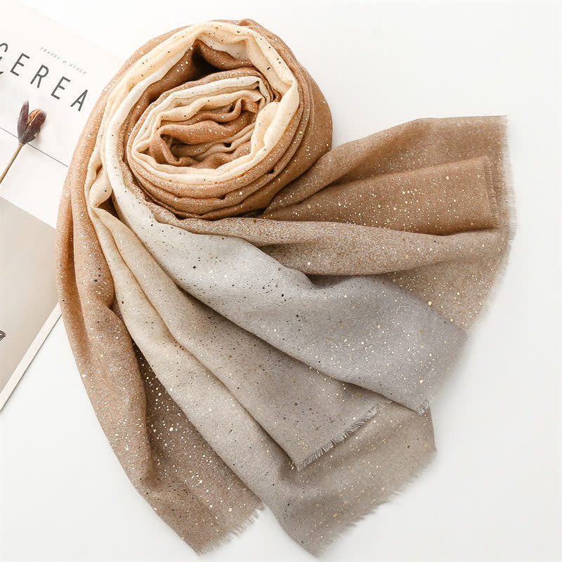 Women's Elegant Foil Printed Gradient Color Thin Scarf - image 10