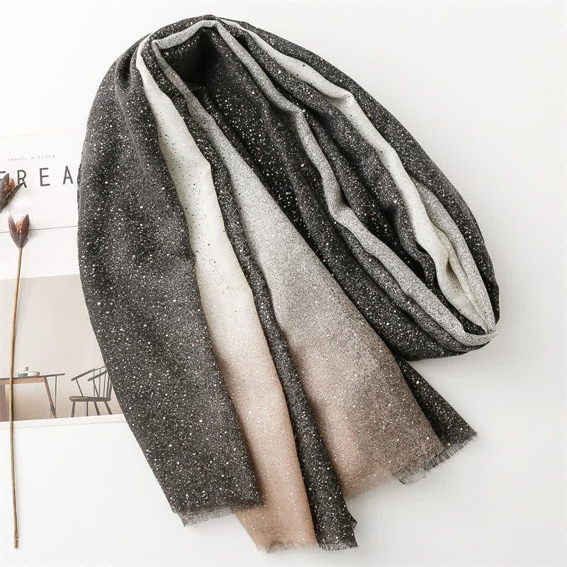 Women's Elegant Foil Printed Gradient Color Thin Scarf - image 1