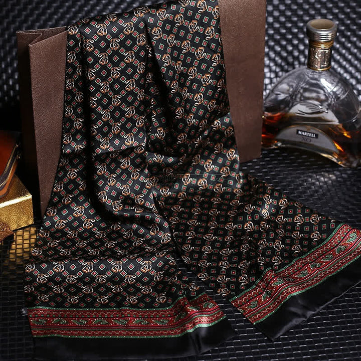 Men's Luxury Crepe Satin Long Pure Silk Scarf - Style #7 - image 9
