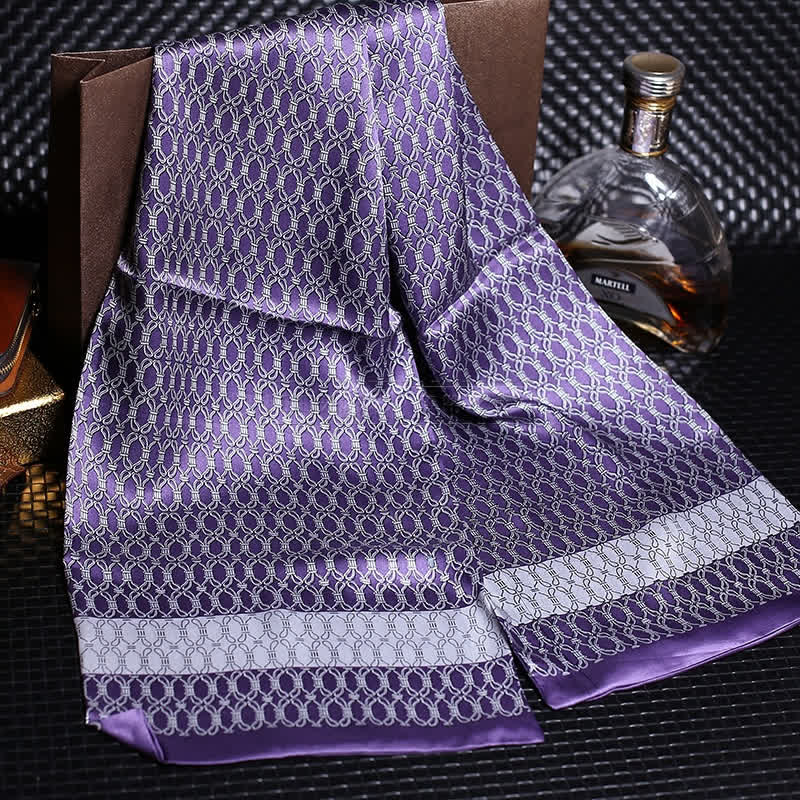 Men's Luxury Crepe Satin Long Pure Silk Scarf - Style #5 - image 6