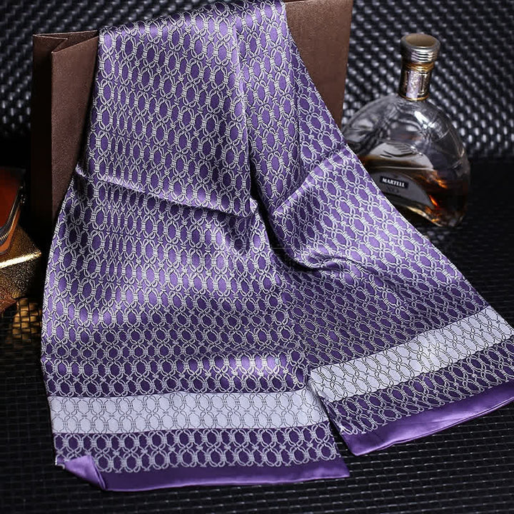 Men's Luxury Crepe Satin Long Pure Silk Scarf - Style #5 - image 6