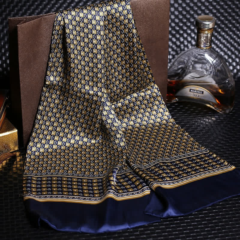 Men's Luxury Crepe Satin Long Pure Silk Scarf - Style #2 - image 3