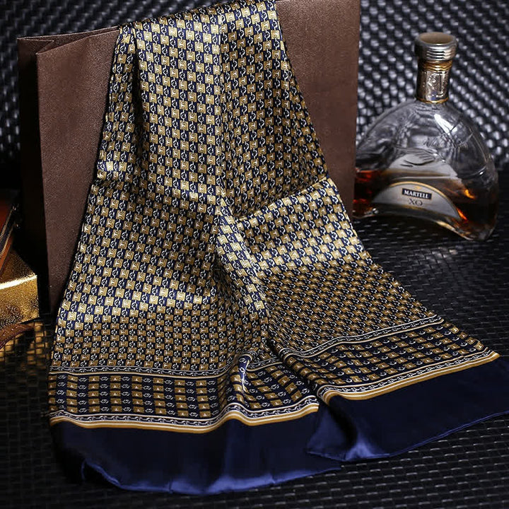Men's Luxury Crepe Satin Long Pure Silk Scarf - Style #2 - image 3