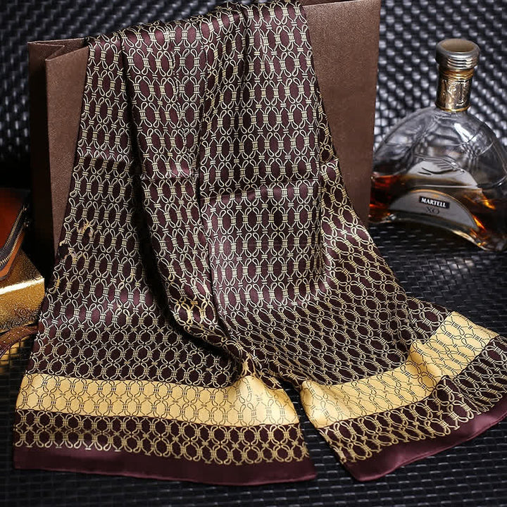 Men's Luxury Crepe Satin Long Pure Silk Scarf - Style #4 - image 5