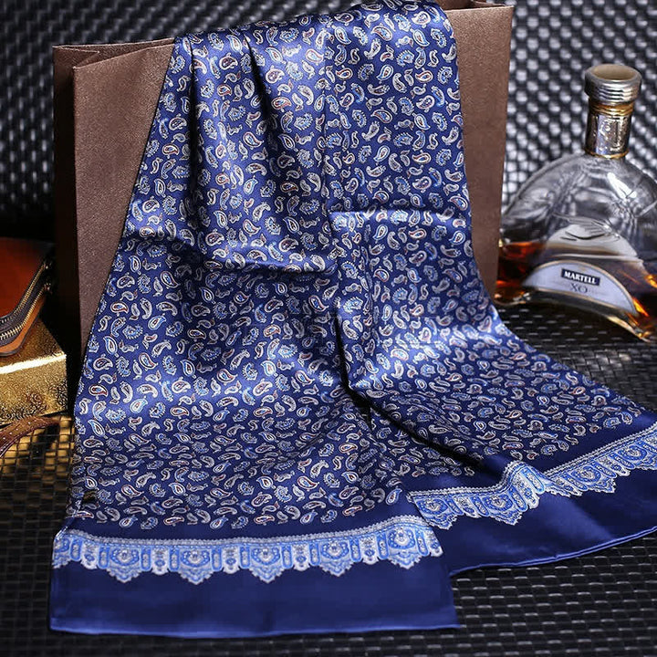 Men's Luxury Crepe Satin Long Pure Silk Scarf - Style #9 - image 11