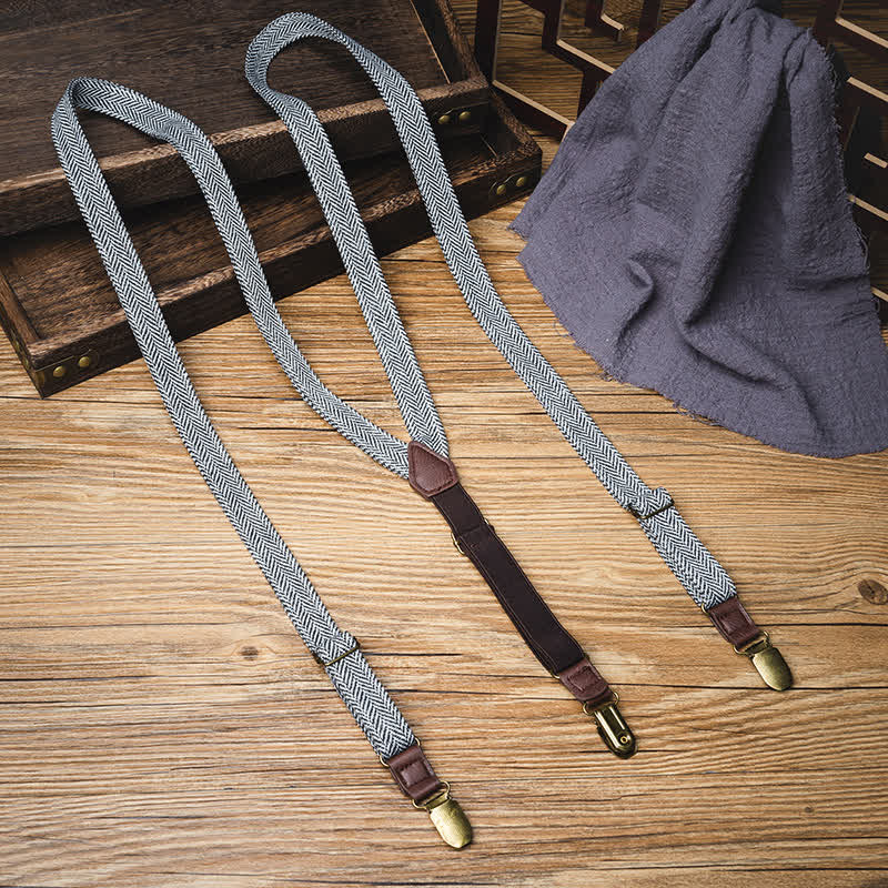 Herringbone Fashion Pants Straps Y-back Suspenders - Black - image 0