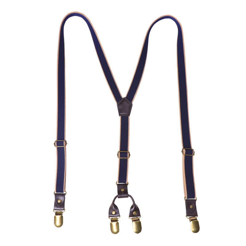 Navy Blue Casual 6-Clips Y-back Elastic Trouser Suspenders - image 4