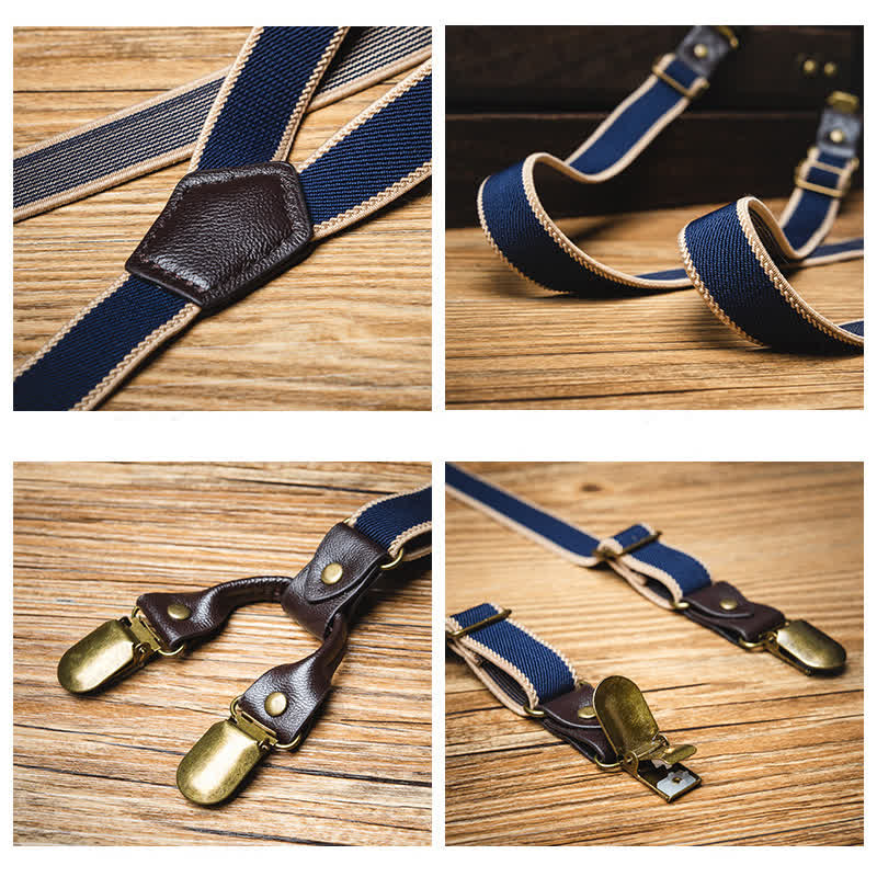 Navy Blue Casual 6-Clips Y-back Elastic Trouser Suspenders - image 3