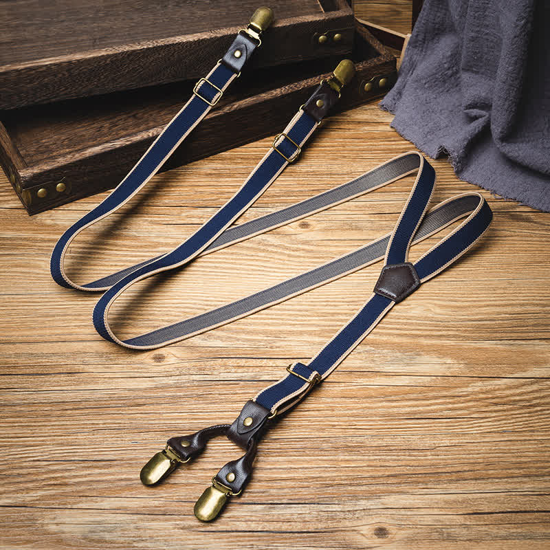 Navy Blue Casual 6-Clips Y-back Elastic Trouser Suspenders - image 2