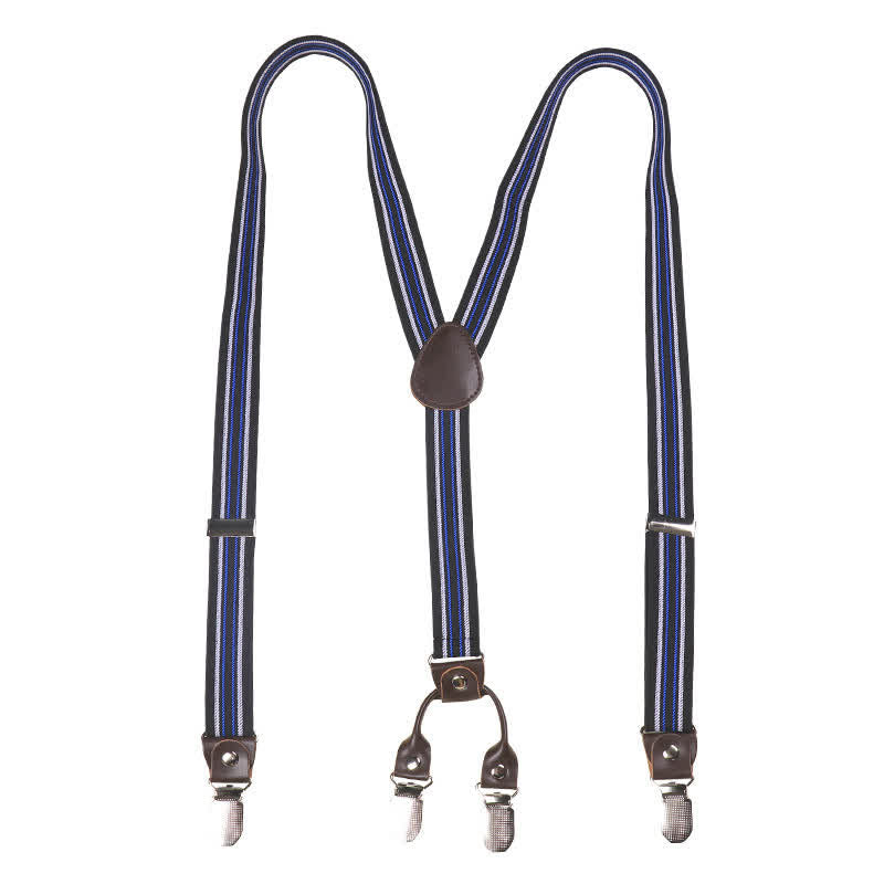Black & Blue Striped Y-back Elastic Suspenders - image 4