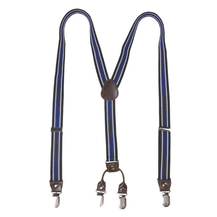 Black & Blue Striped Y-back Elastic Suspenders - image 4