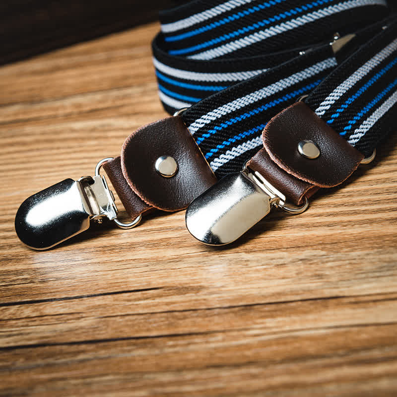 Black & Blue Striped Y-back Elastic Suspenders - image 2