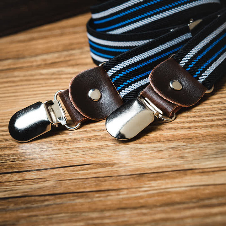 Black & Blue Striped Y-back Elastic Suspenders - image 2