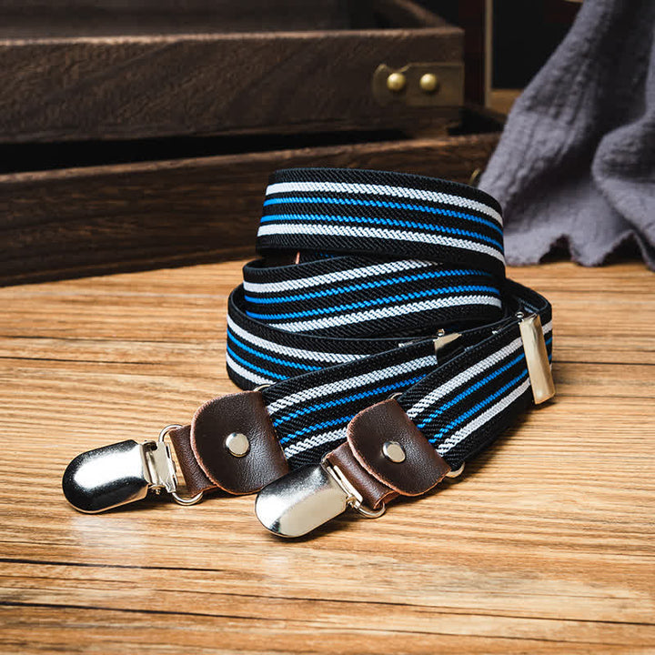 Black & Blue Striped Y-back Elastic Suspenders - image 1