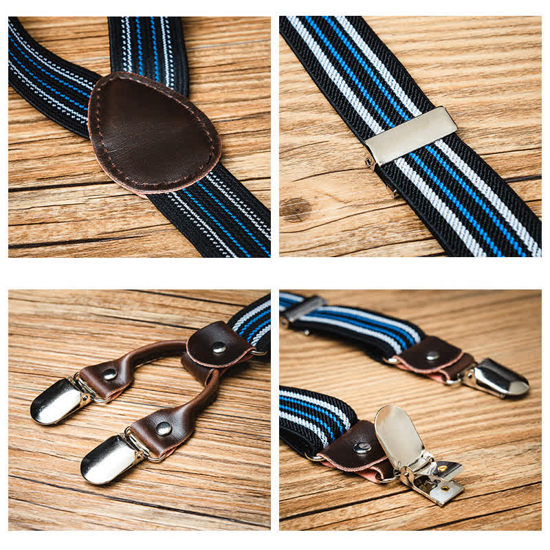 Black & Blue Striped Y-back Elastic Suspenders - image 3