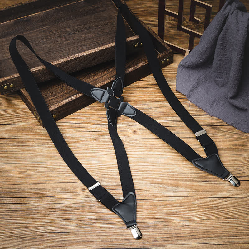 Black X-Back Holster Type Elastic Suspenders - Black - image 0
