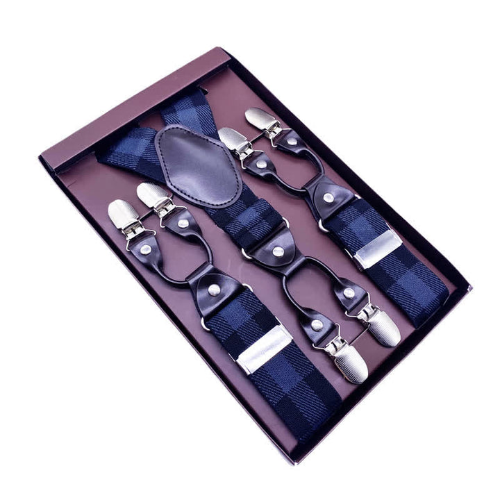 Classic Striped Plaid Paisley 6-Clips Adjustable Suspenders - Style #6 - image 9