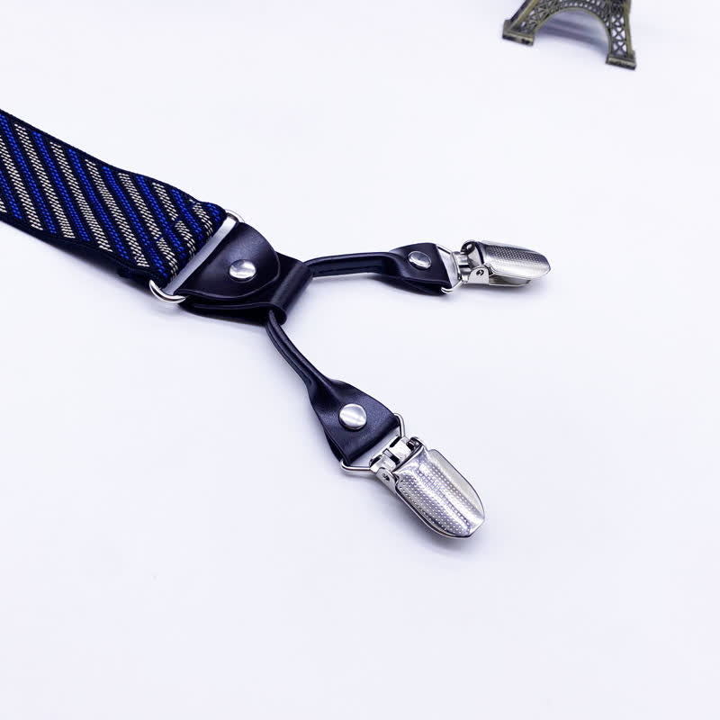 Classic Striped Plaid Paisley 6-Clips Adjustable Suspenders - image 3